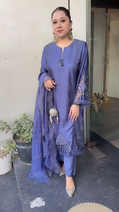 Niharika Royal Blue Cut work Designer Suit