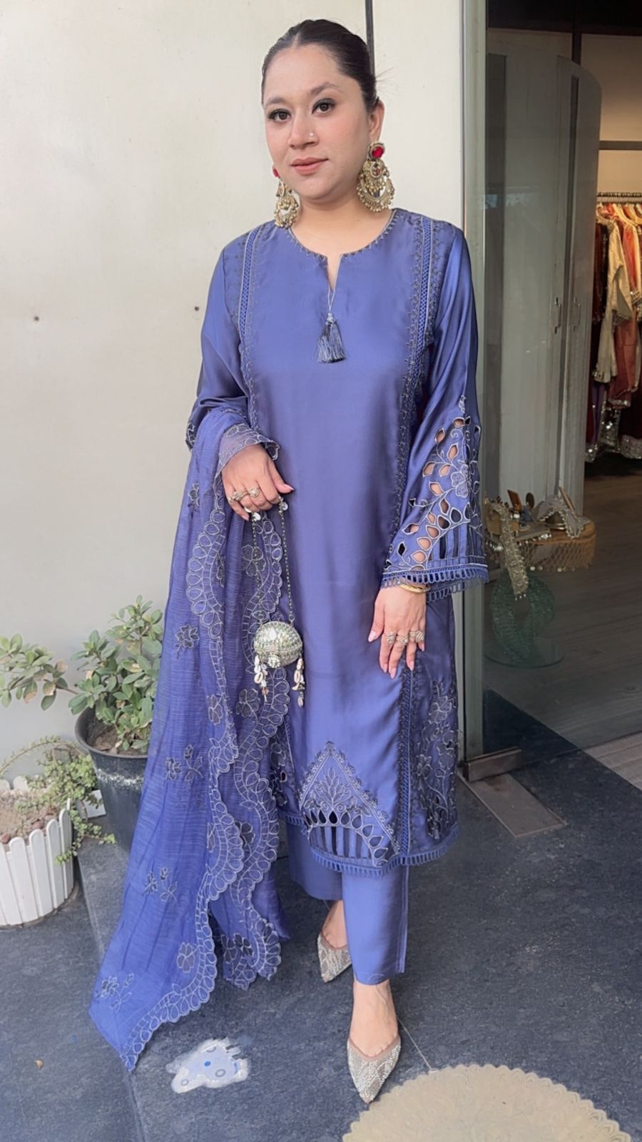 Niharika Royal Blue Cut work Designer Suit