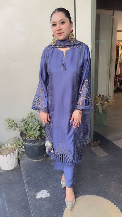 Niharika Royal Blue Cut work Designer Suit