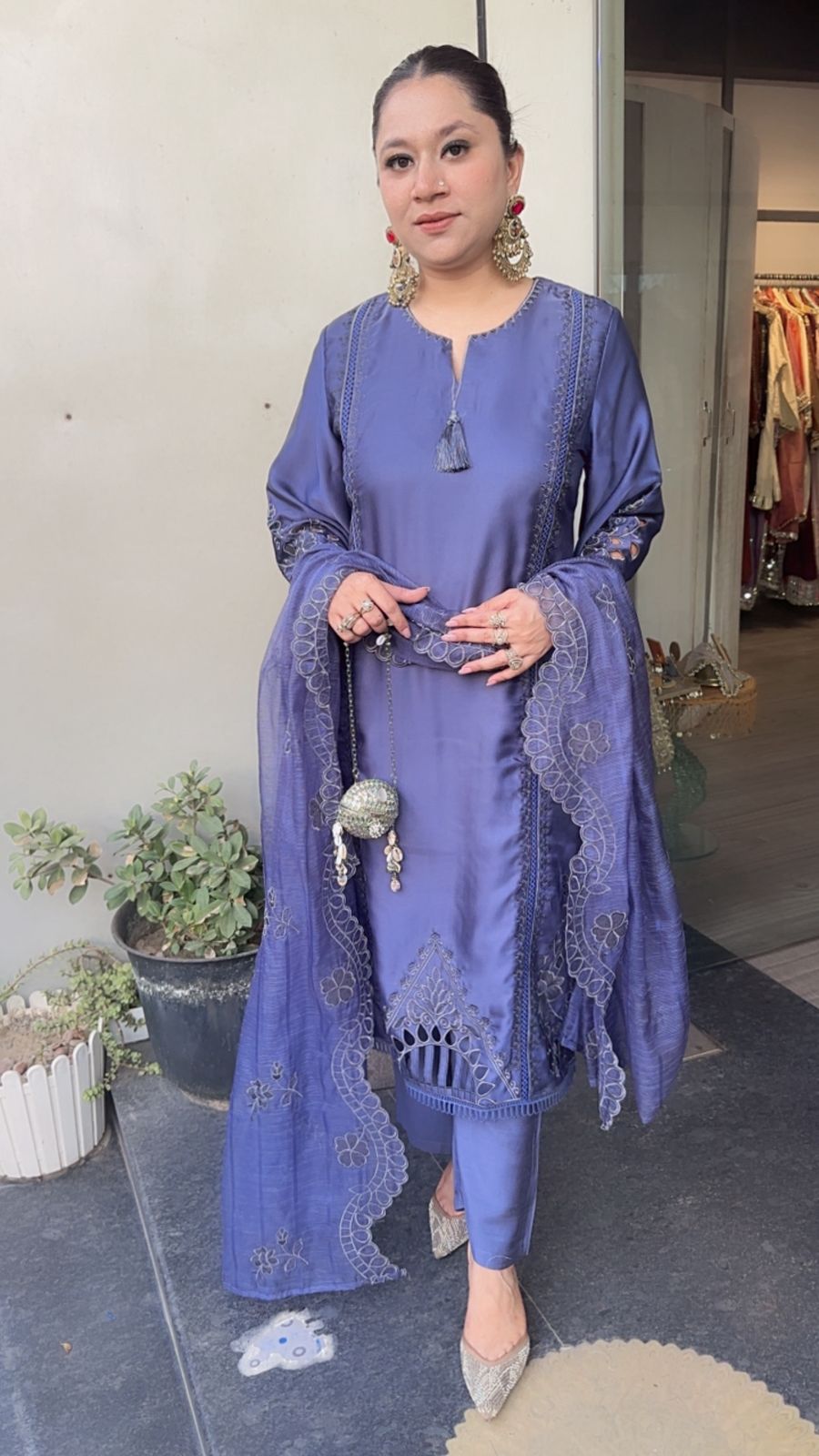 Niharika Royal Blue Cut work Designer Suit