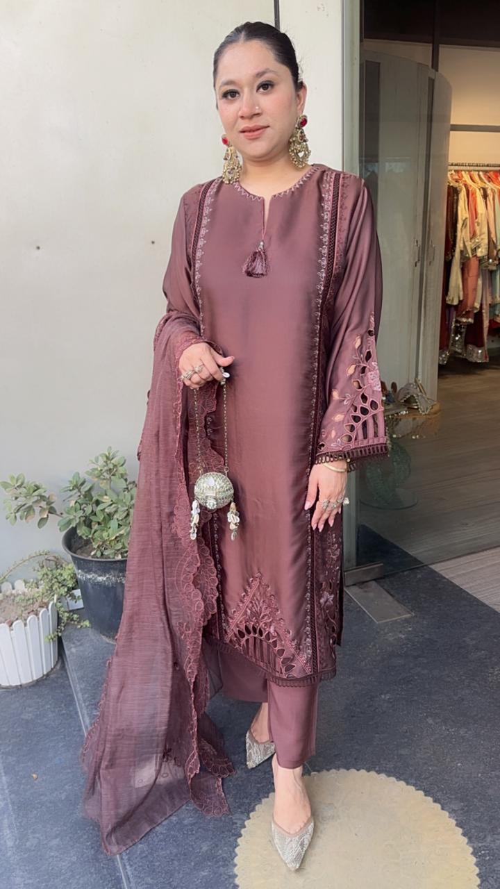 Niharika Brown Cut work Designer Suit