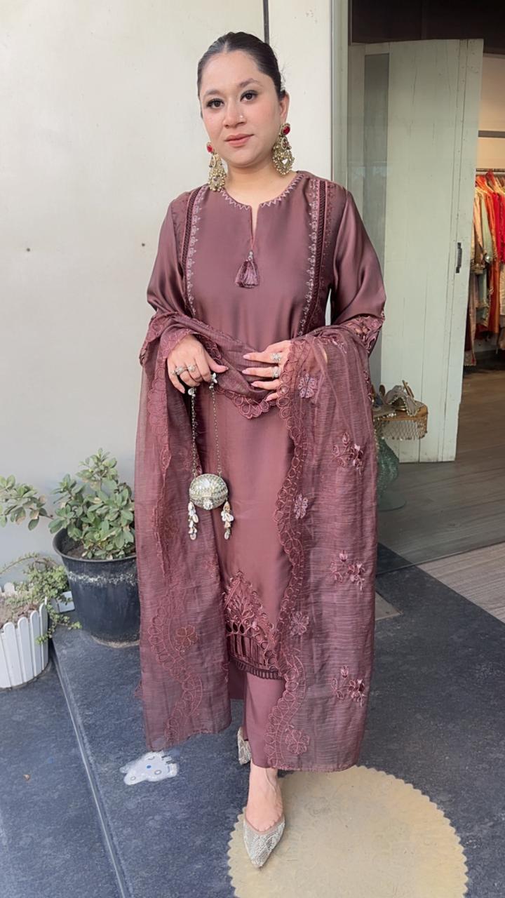 Niharika Brown Cut work Designer Suit