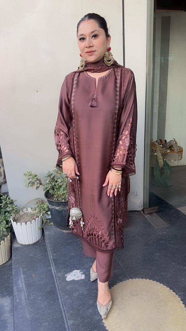 Niharika Brown Cut work Designer Suit