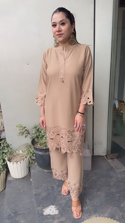 Kika Beige Cut work Designer Cordset