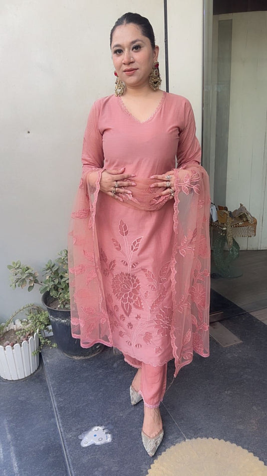 Titos Pink Applique Designer Suit