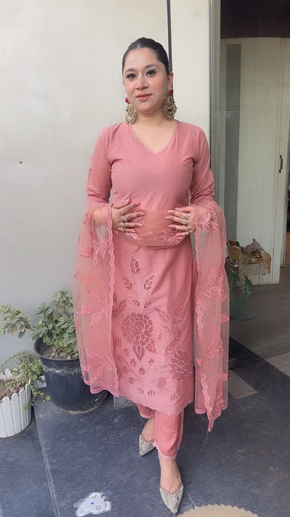 Titos Pink Applique Designer Suit