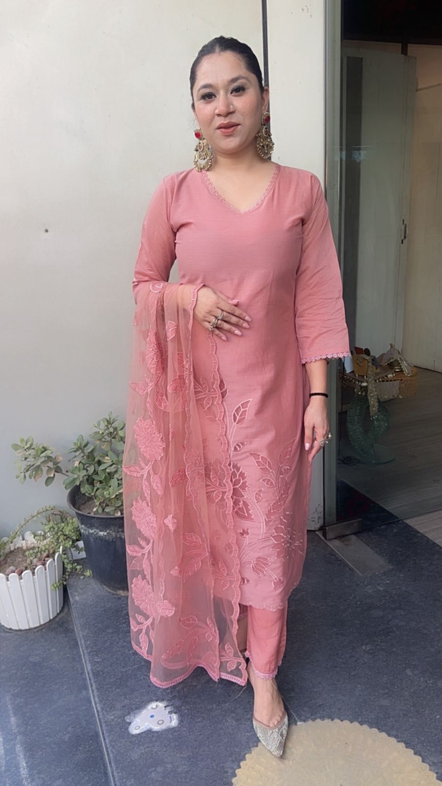 Titos Pink Applique Designer Suit