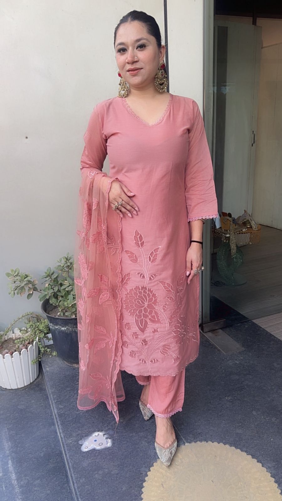 Titos Pink Applique Designer Suit