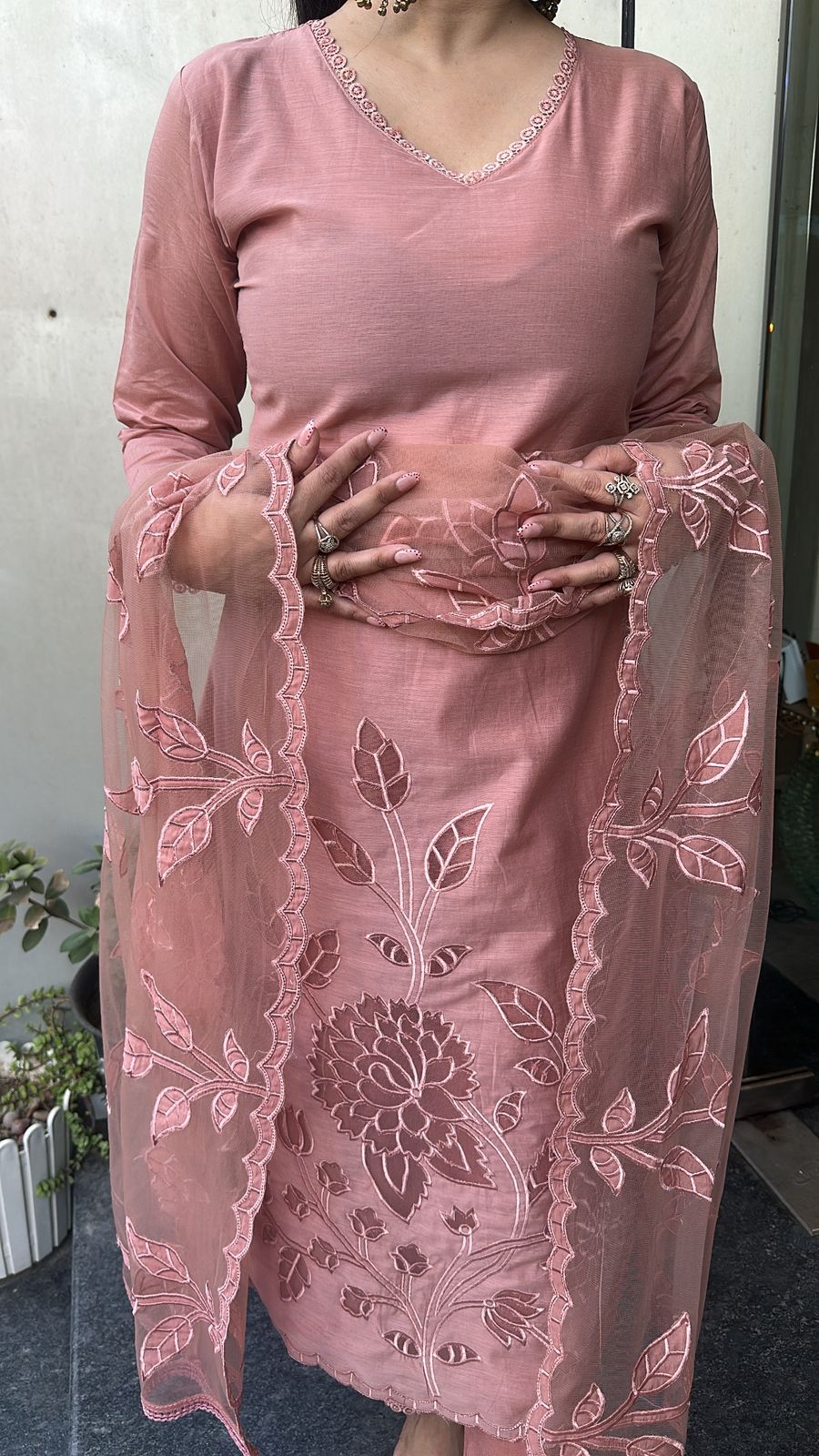 Titos Pink Applique Designer Suit
