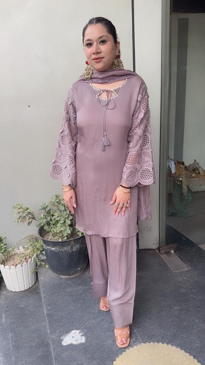 Kawa lavander Farshi Designer Suit
