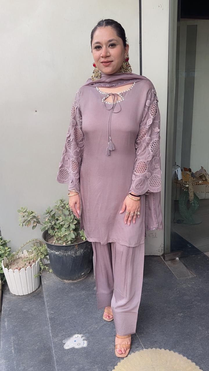Kawa lavander Farshi Designer Suit