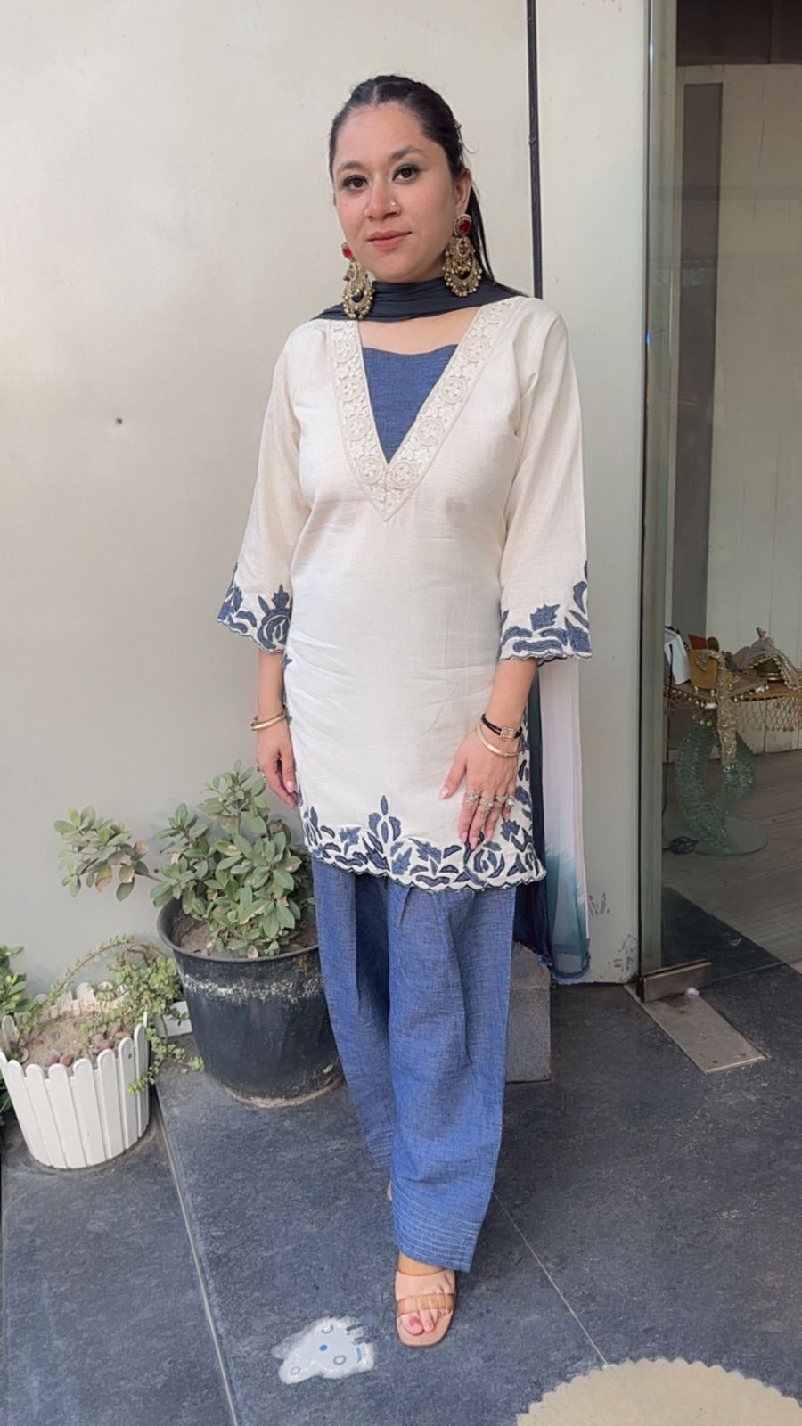 Vibes Cotton Thread work  Designer Suit
