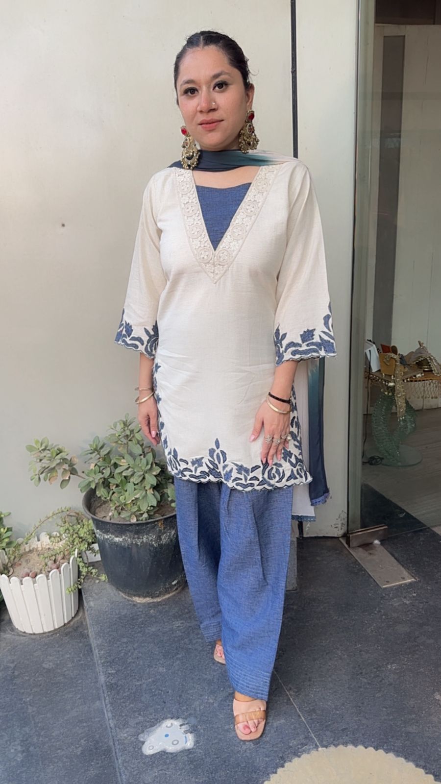 Vibes Cotton Thread work  Designer Suit
