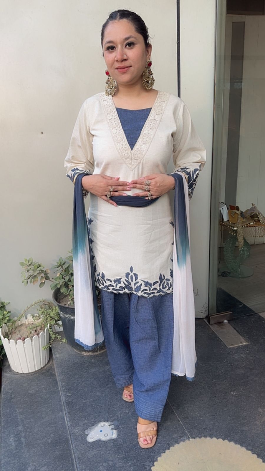 Vibes Cotton Thread work  Designer Suit