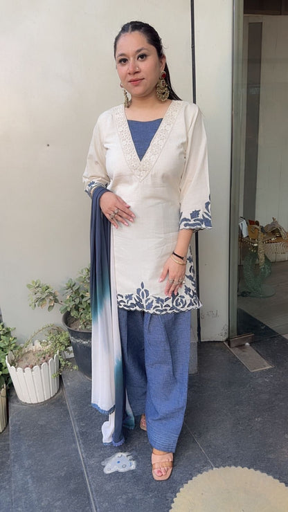Vibes Cotton Thread work  Designer Suit