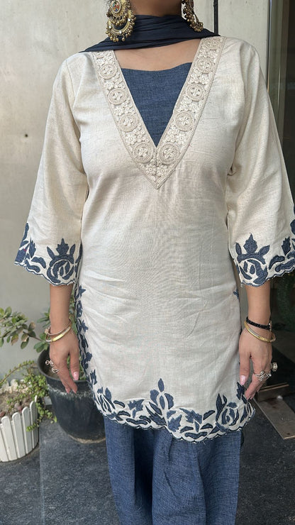 Vibes Cotton Thread work  Designer Suit