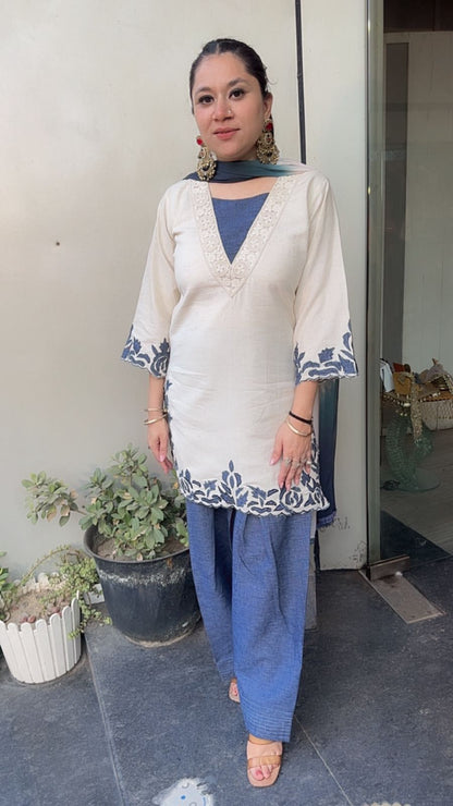 Vibes Cotton Thread work  Designer Suit