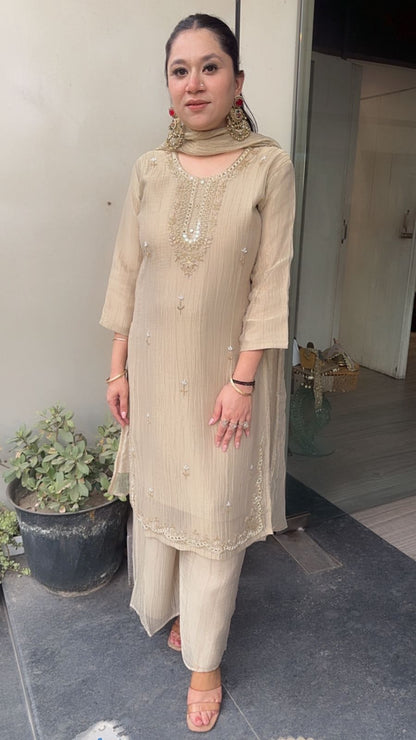 Gulzar Golden Cotton Shimmer Designer Suit