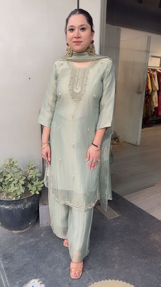 Gulzar pista Cotton Shimmer Designer Suit