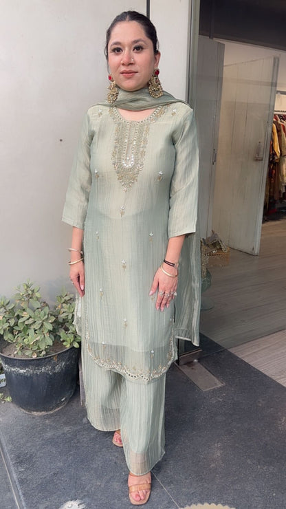 Gulzar pista Cotton Shimmer Designer Suit