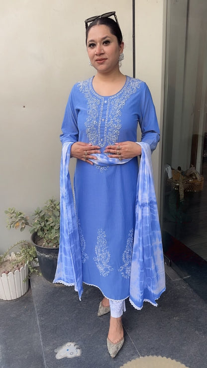 Social Blue Cotton Designer Suit