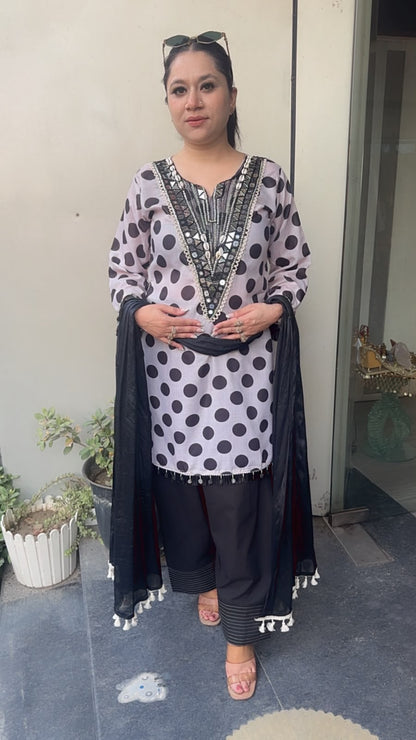 Faye polka Dot Farshi Salwar Cotton Designer Suit