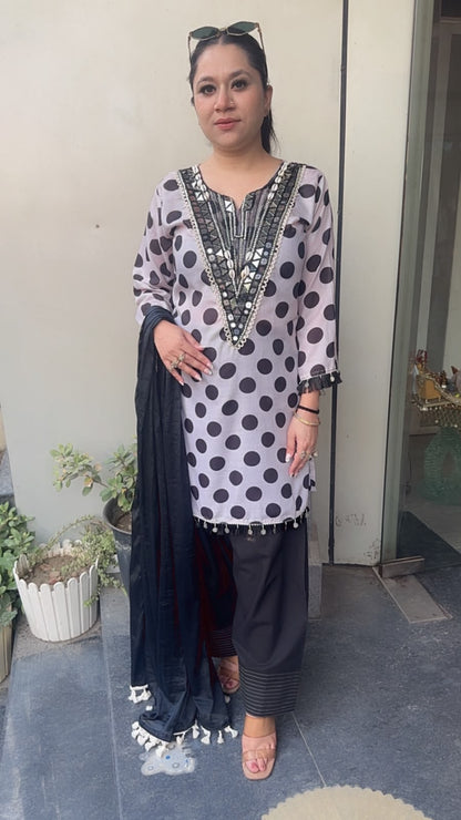 Faye polka Dot Farshi Salwar Cotton Designer Suit