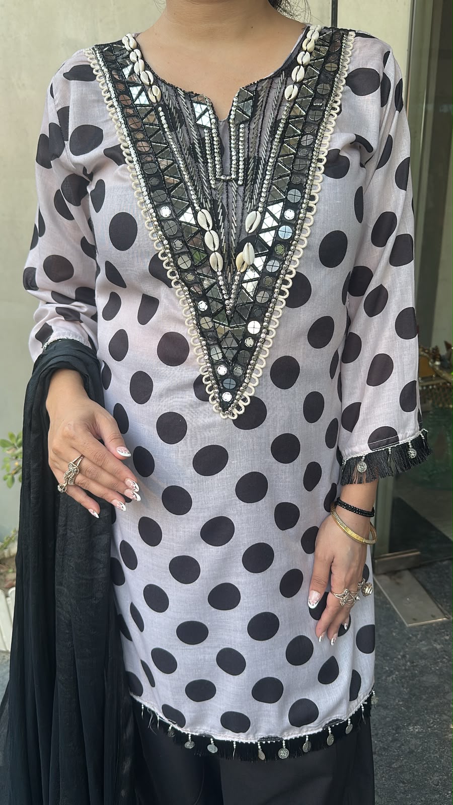 Faye polka Dot Farshi Salwar Cotton Designer Suit