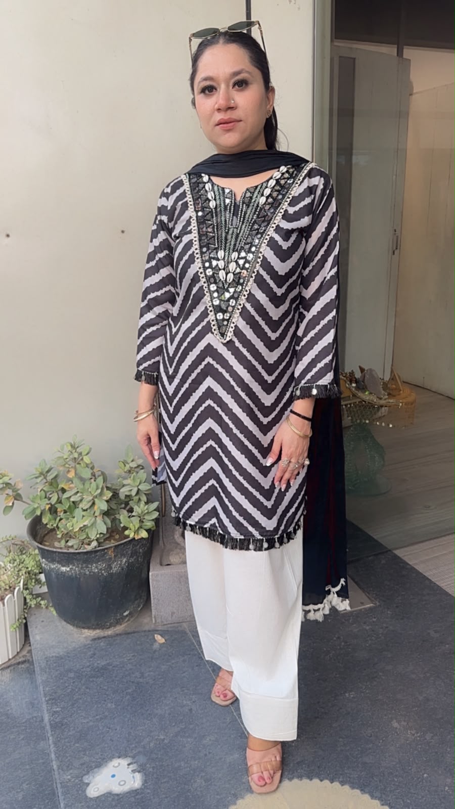 Yara zig zag Farshi Salwar Cotton Designer Suit
