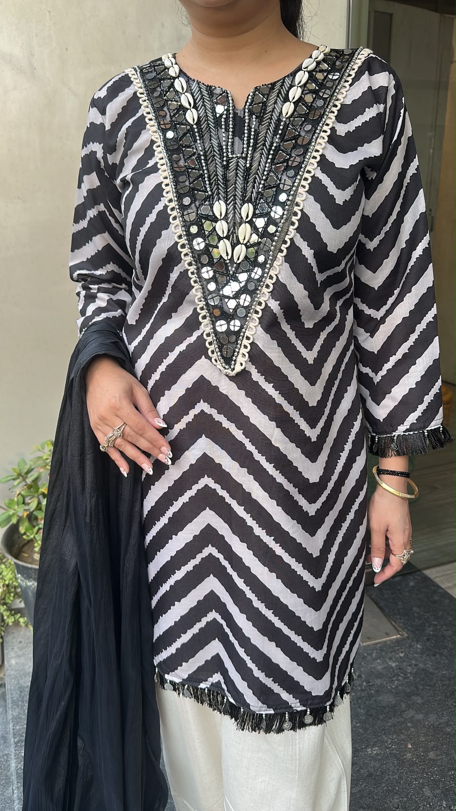 Yara zig zag Farshi Salwar Cotton Designer Suit