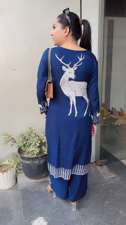 Azura Navy Blue Digital Tunic Set