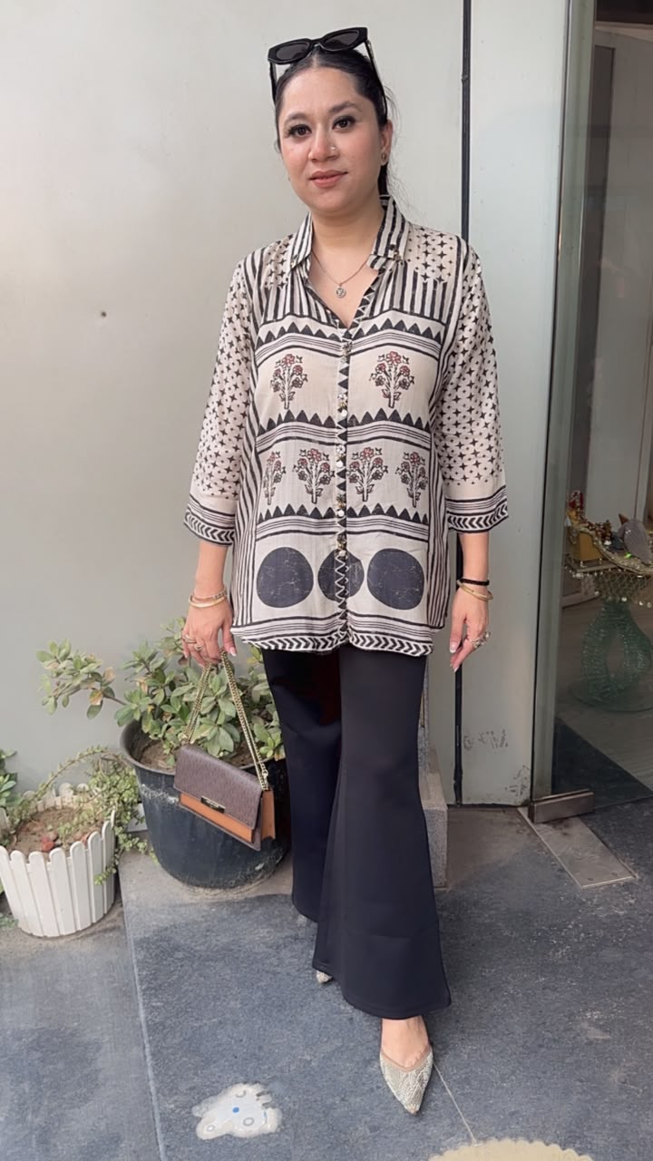Pebble Black Ivory Digital print Shirt