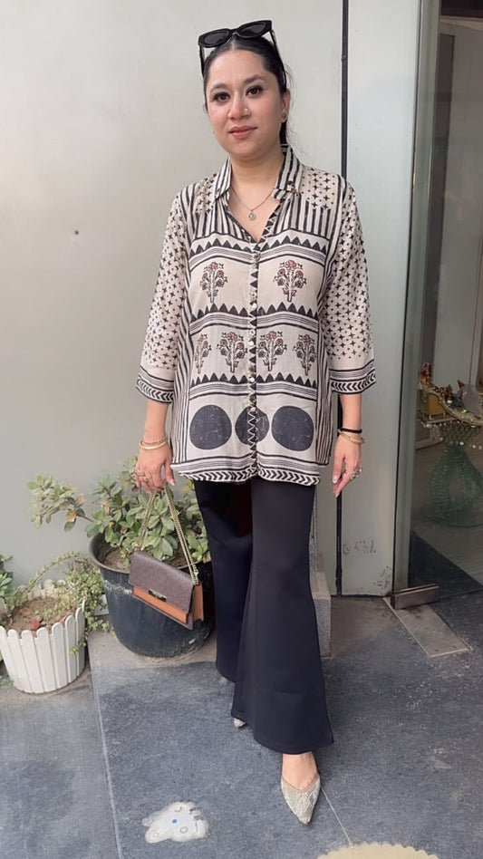 Pebble Black Ivory Digital print Shirt