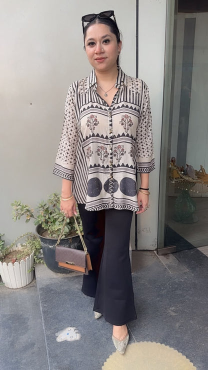 Pebble Black Ivory Digital print Shirt