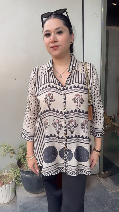 Pebble Black Ivory Digital print Shirt
