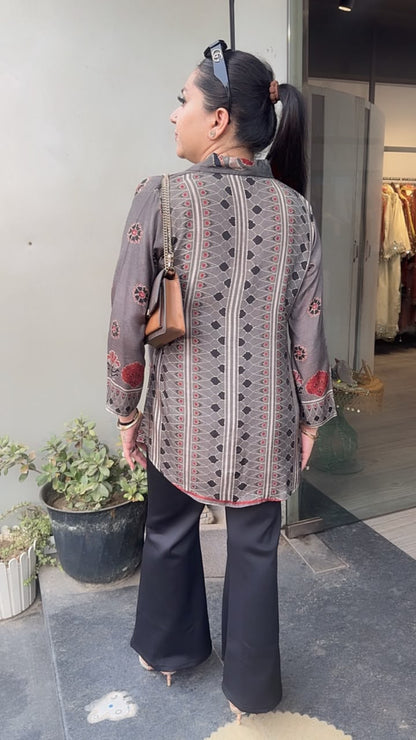 Stone Grey Digital print Shirt