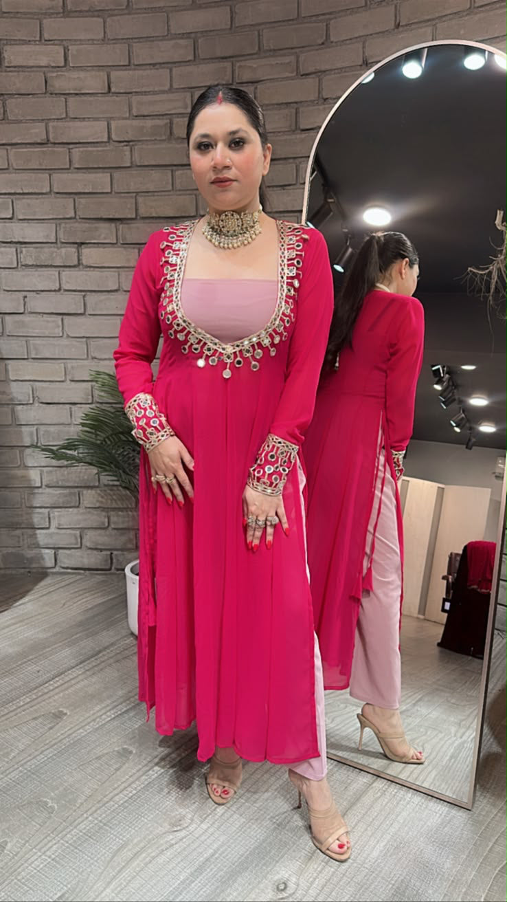 Sheesha Hot pink Mirror Cordset 3pc Set