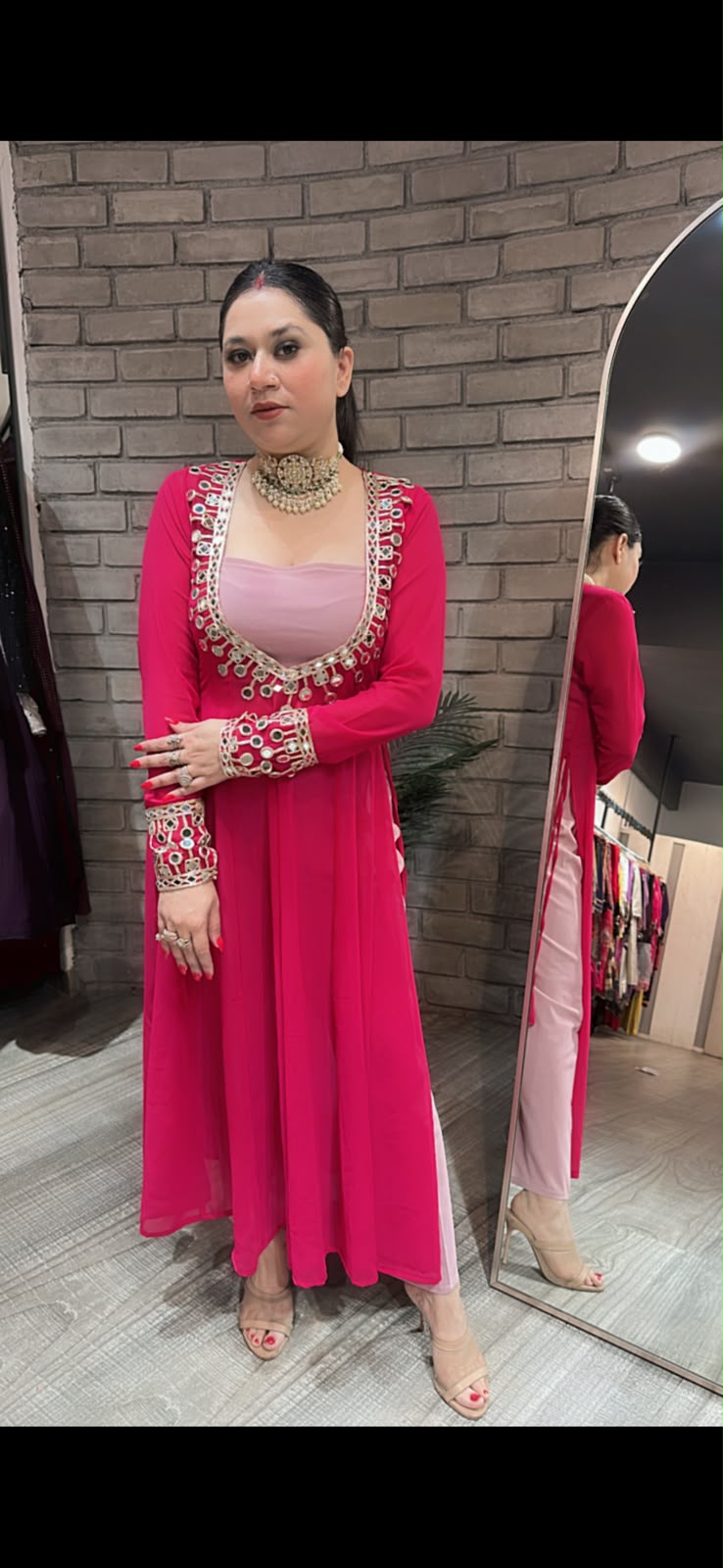 Sheesha Hot pink Mirror Cordset 3pc Set