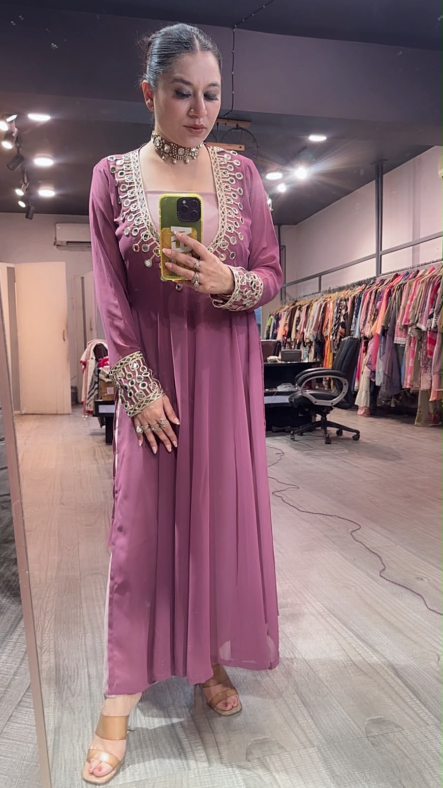 Sheesha Onion pink Mirror Cordset 3pc Set