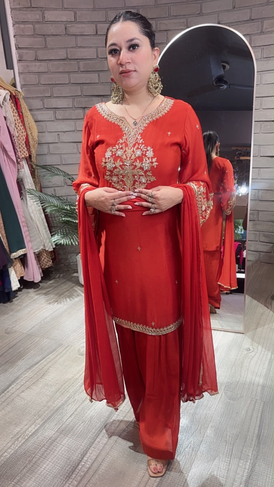 Mehru Rust Farshi Salwar Designer Suit