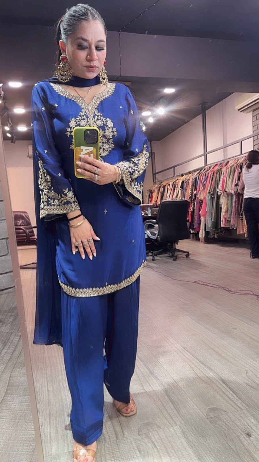 Mehru Electric Blue Farshi Salwar Designer Suit