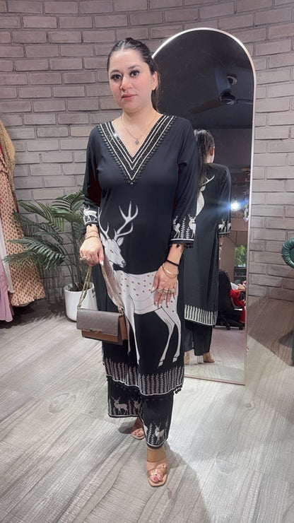 Azura Black Digital Tunic Set