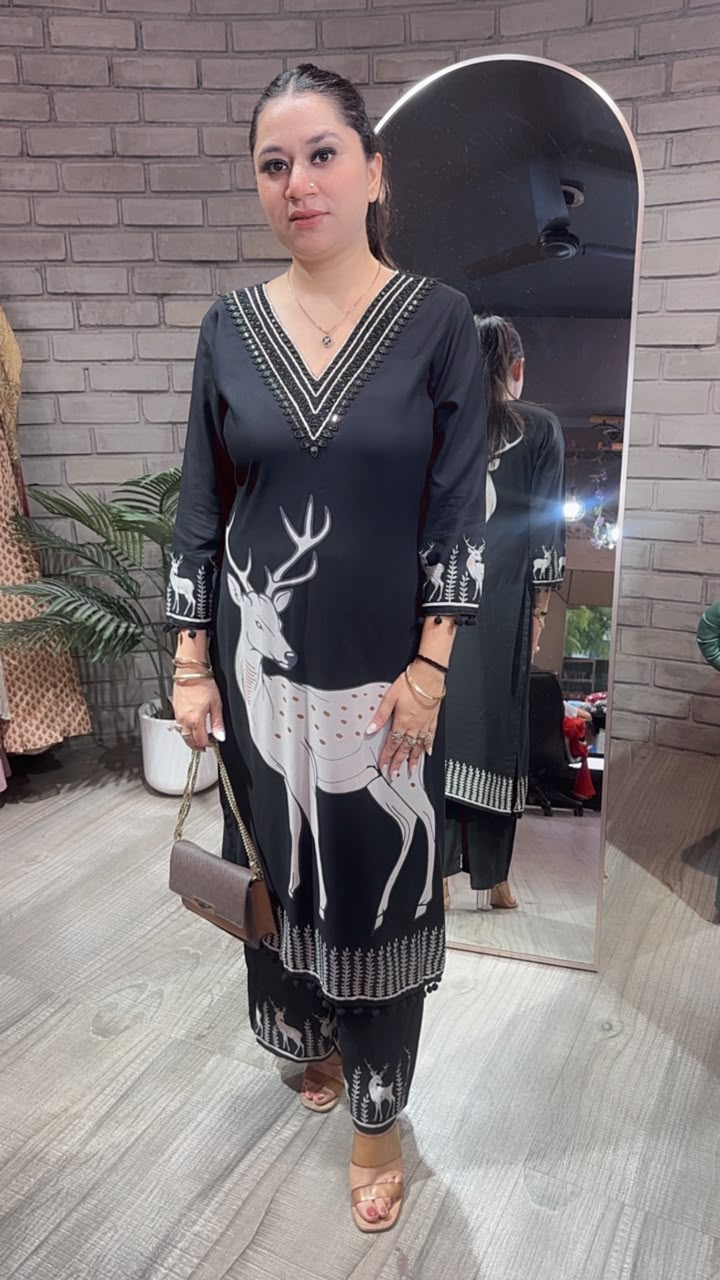 Azura Black Digital Tunic Set