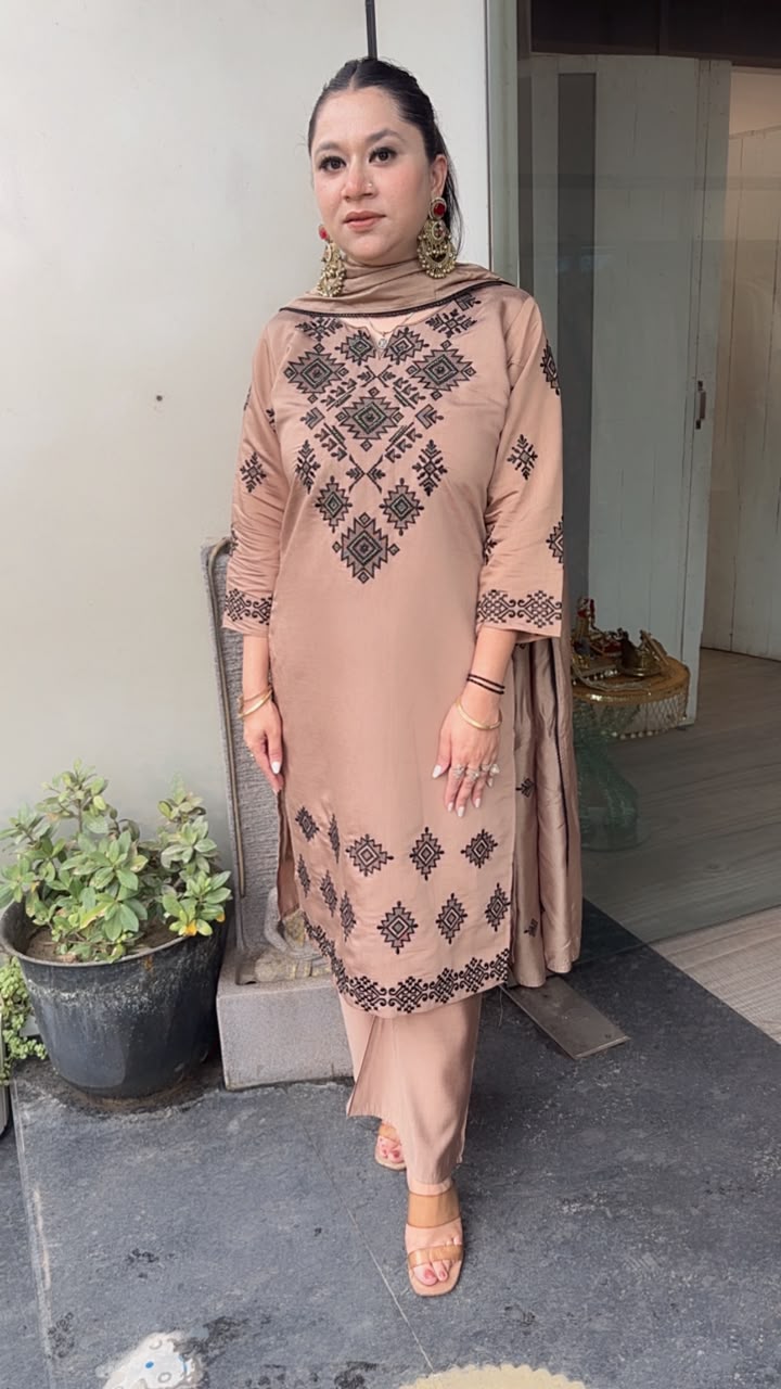 Anouk Brown Thread work  Designer Suit