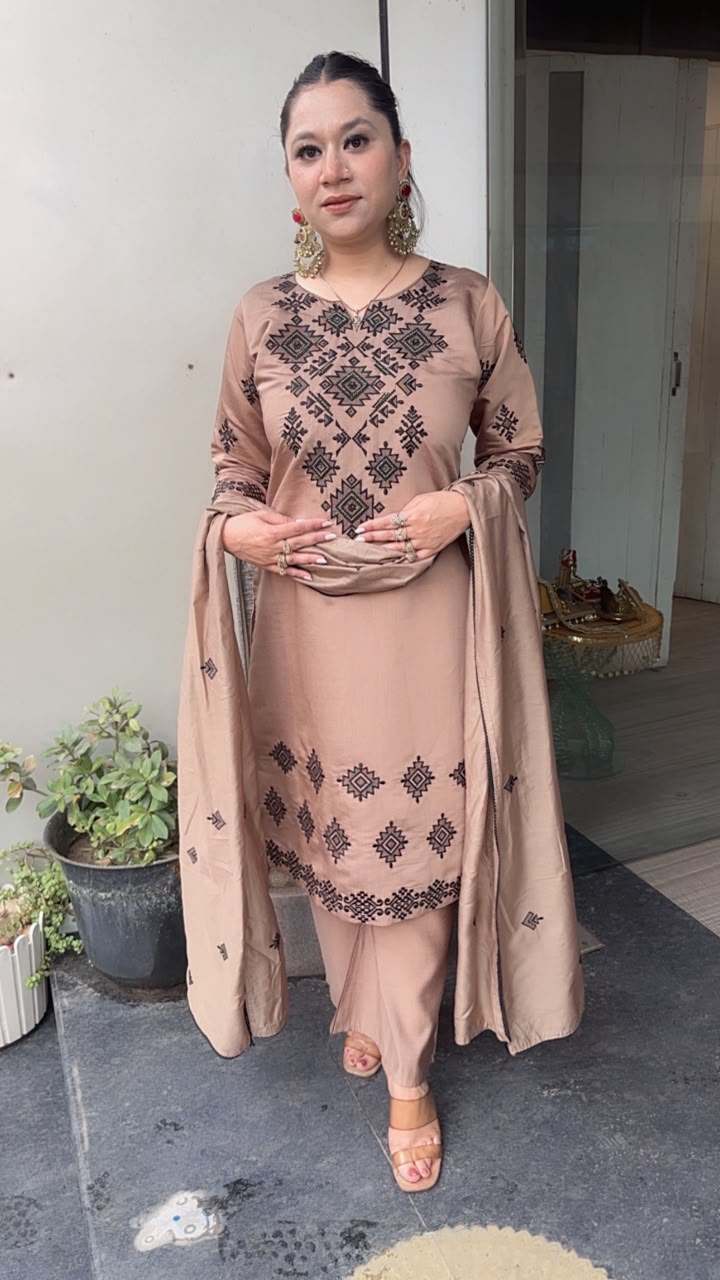 Anouk Brown Thread work  Designer Suit
