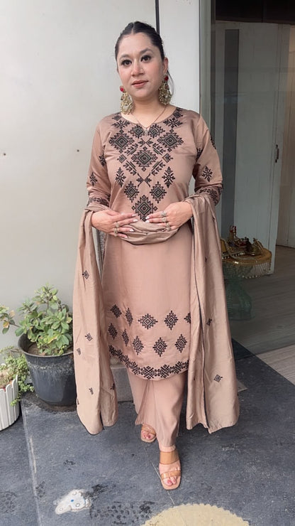 Anouk Brown Thread work  Designer Suit