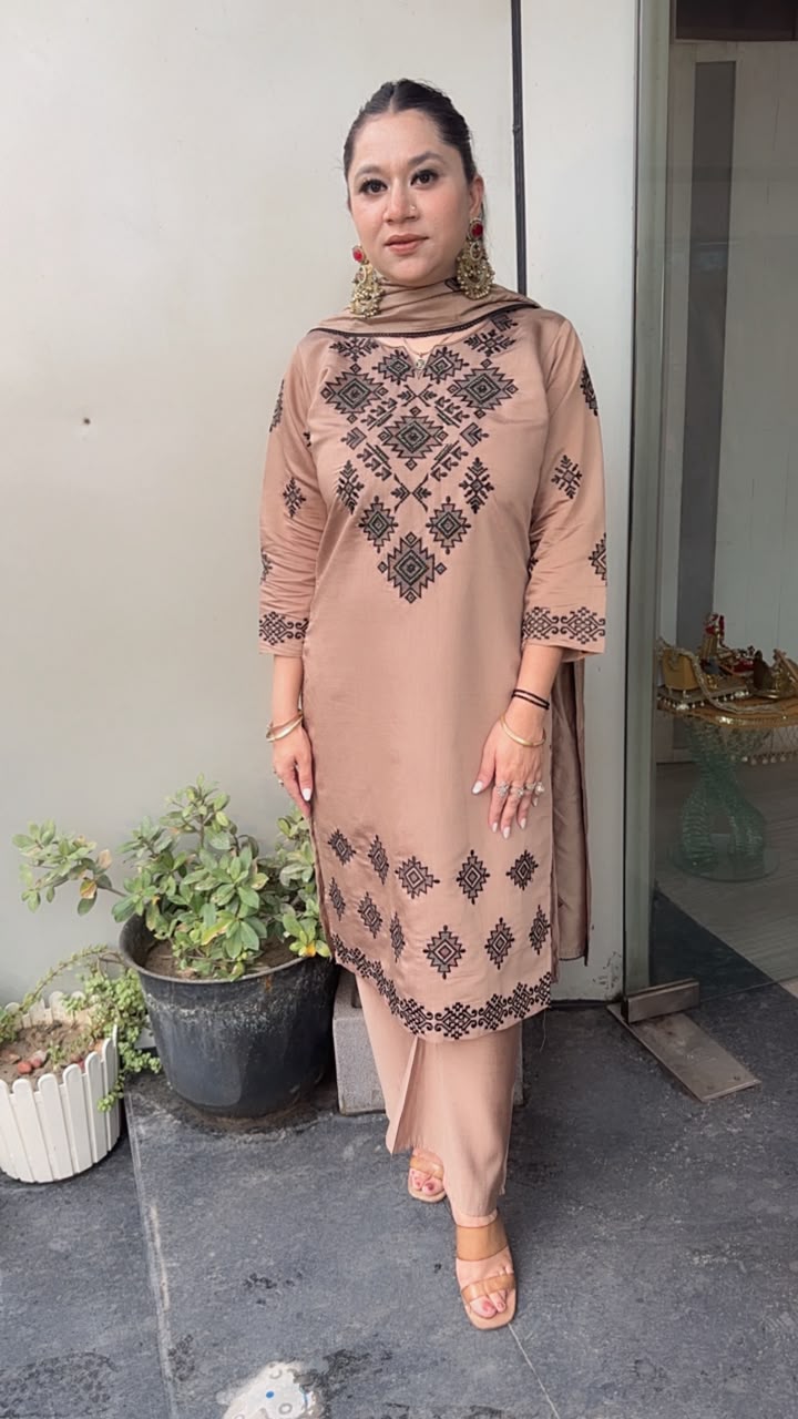 Anouk Brown Thread work  Designer Suit