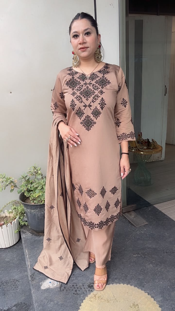 Anouk Brown Thread work  Designer Suit