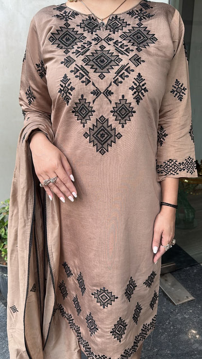 Anouk Brown Thread work  Designer Suit