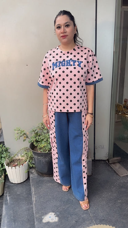 Mickey pink polka Denim Style Cordset